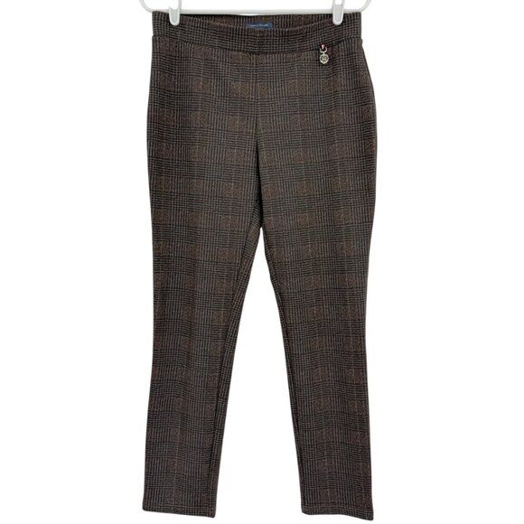 Tommy Hilfiger Women's Pull-on Stretch Skinny Plaid Brown Pants Size 10 NWOT - Picture 1 of 10